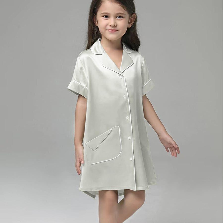 Silk Blouse Nightdress For Girl Grey