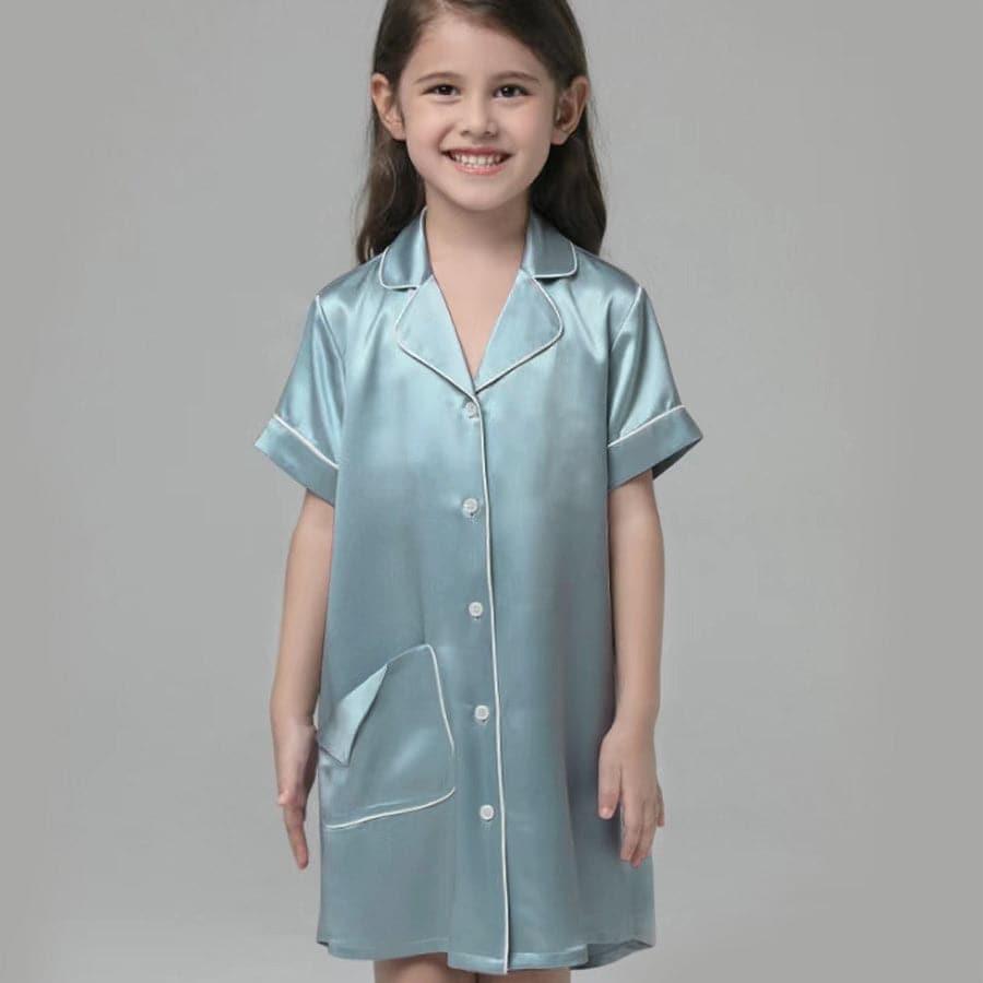 Silk Blouse Nightdress For Girl Haze Blue