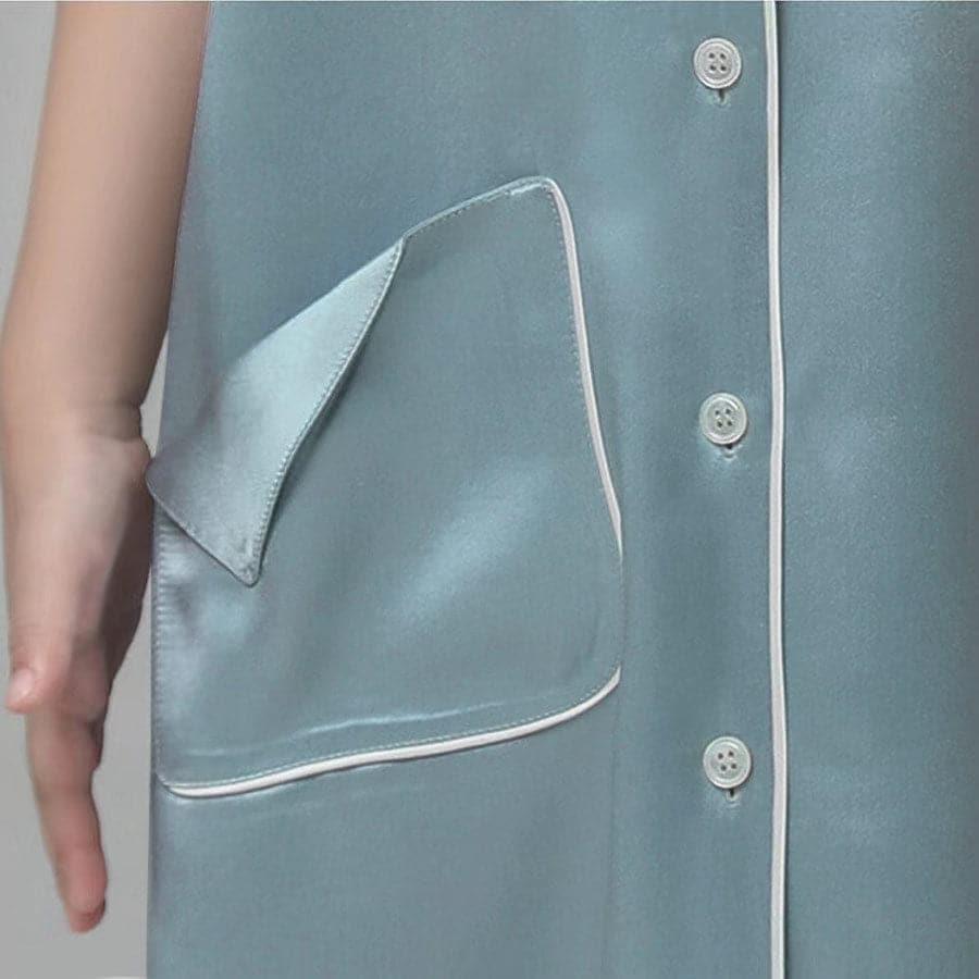 Silk Blouse Nightdress For Girl Haze Blue
