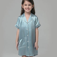 Silk Blouse Nightdress For Girl Haze Blue