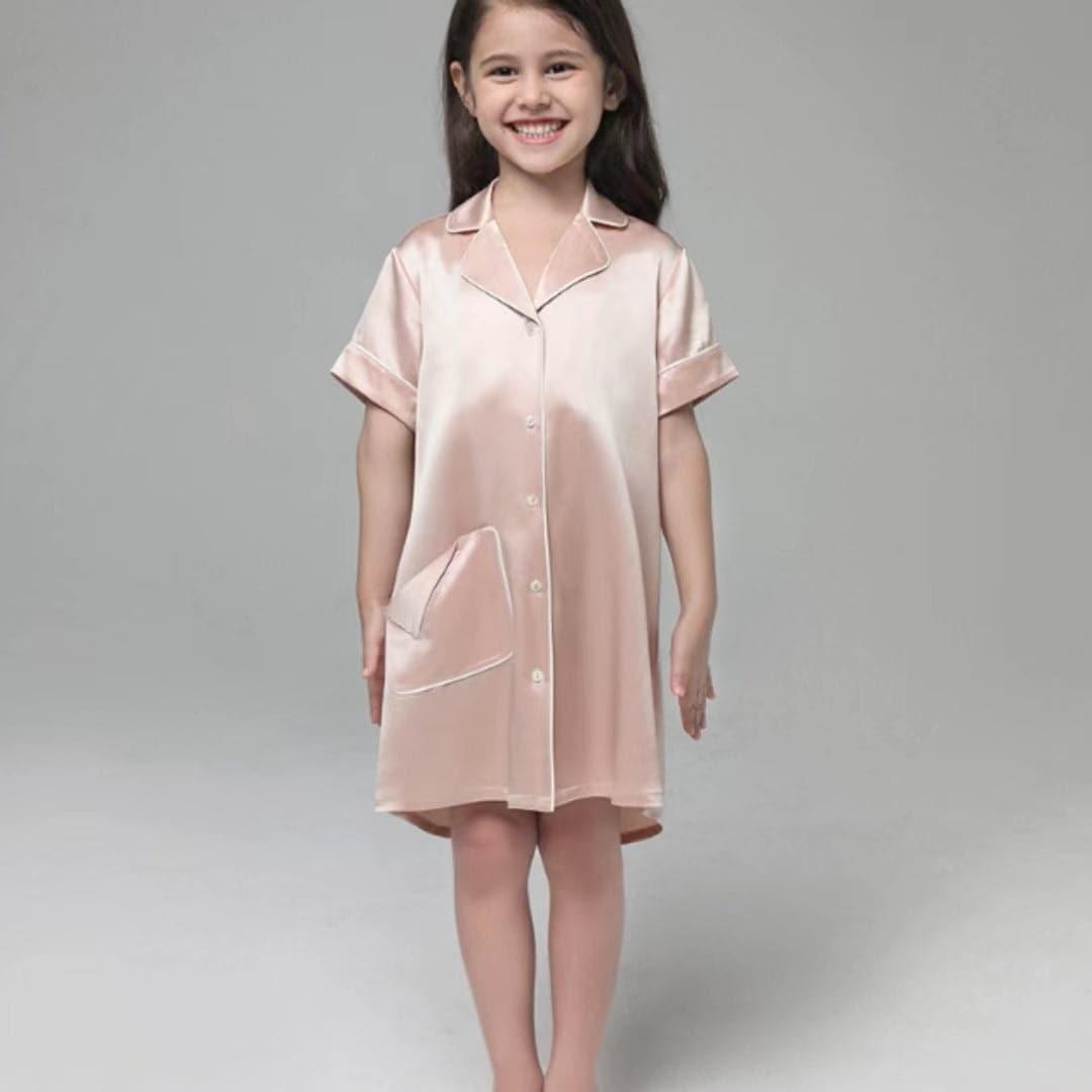 Silk Blouse Nightdress For Girl Pink