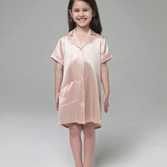 Silk Blouse Nightdress For Girl Pink