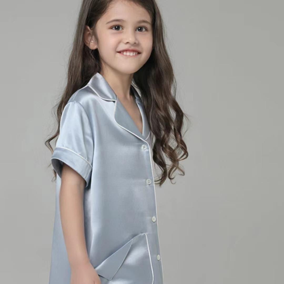 Silk Blouse Nightdress For Girl Sky Blue