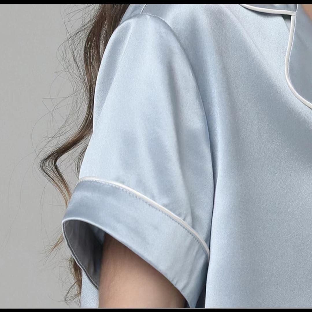 Silk Blouse Nightdress For Girl Sky Blue