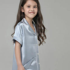Silk Blouse Nightdress For Girl Sky Blue