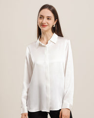 22Momme Silk Blouse with Hidden Buttons Ivory