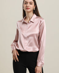 22Momme Silk Blouse with Hidden buttons Rose Pink