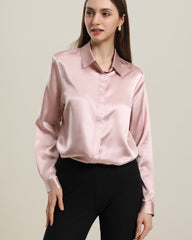 22Momme Silk Blouse with Hidden Buttons Rose Pink