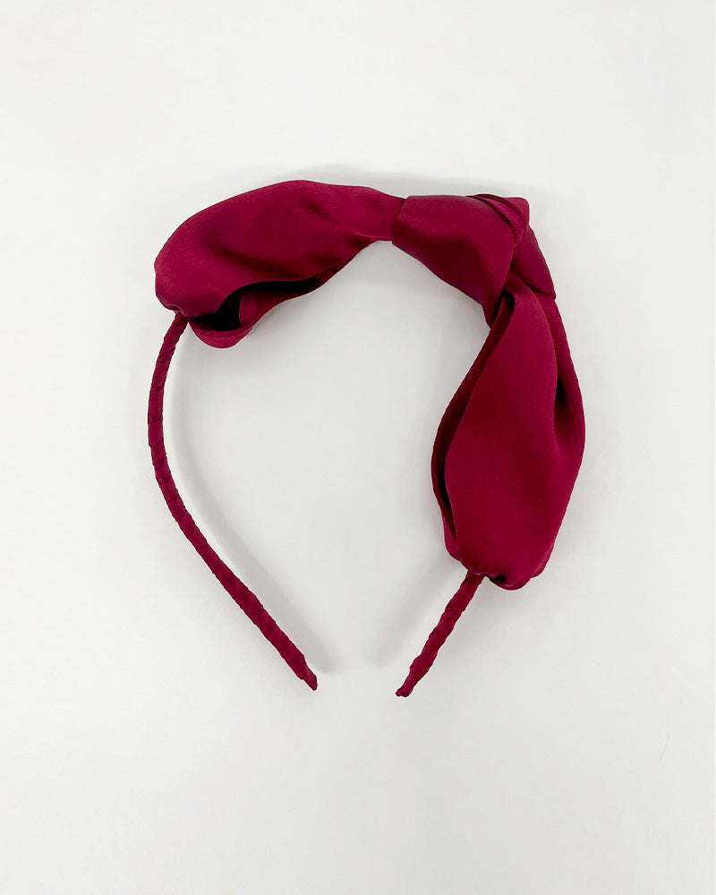 Silk Bowknot Hairband Burgundy