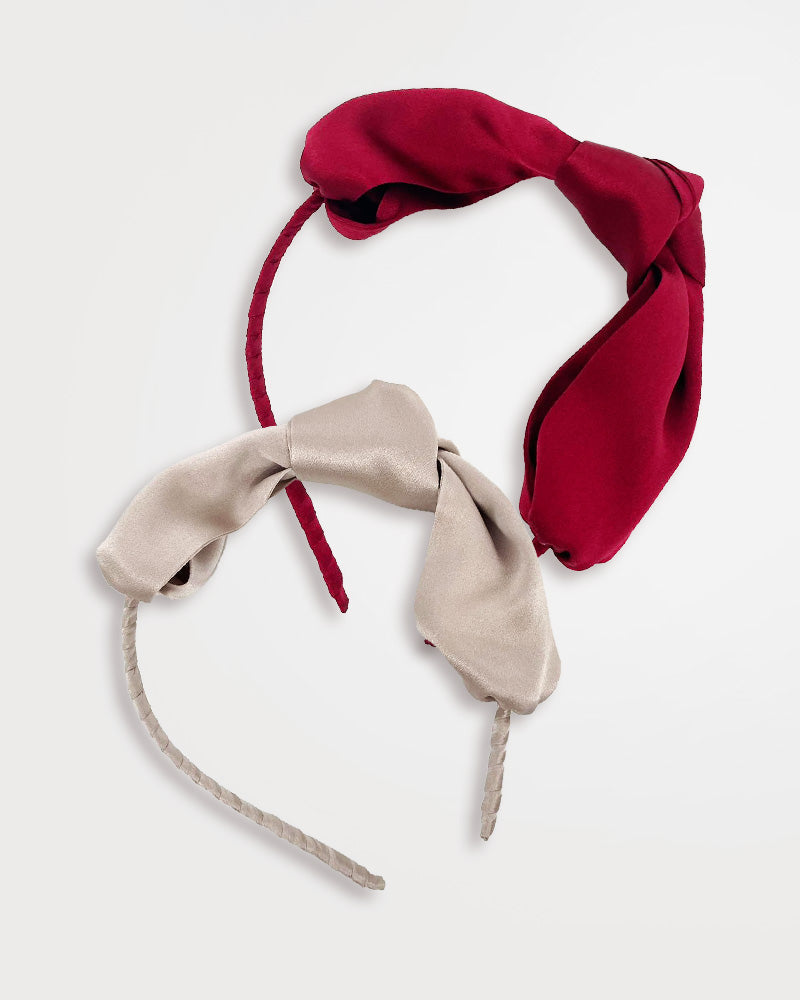 Silk Bowknot Hairband Burgundy