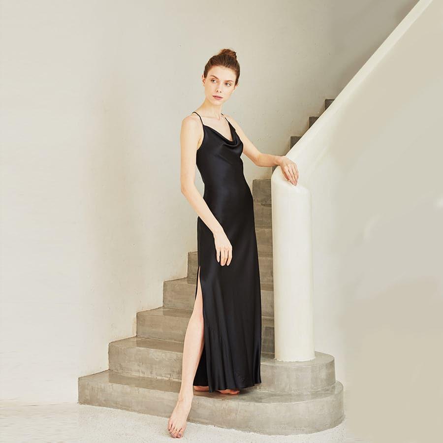 Silk Camisole Nightgown Black
