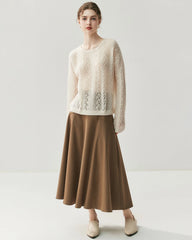 Silk-Cashmere Blend Crew Neck Pullover Sweater