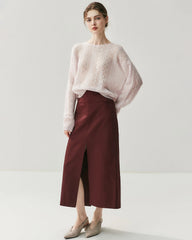 Silk-Cashmere Blend Crew Neck Pullover Sweater