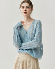 Silk-Cashmere Blend Thin Knit Cardigan