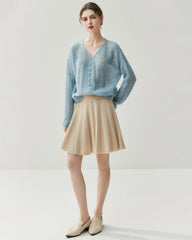 Silk-Cashmere Blend Thin Knit Cardigan