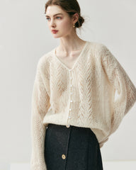Silk-Cashmere Blend Thin Knit Cardigan
