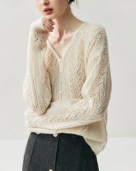 Silk-Cashmere Blend Thin Knit Cardigan