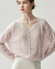 Silk-Cashmere Blend Thin Knit Cardigan