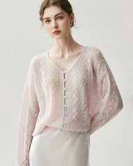 Silk-Cashmere Blend Thin Knit Cardigan