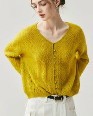 Silk-Cashmere Blend Thin Knit Cardigan