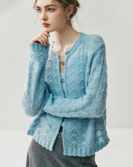 Silk Cashmere Cardigan with Metal Buttons