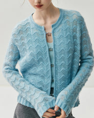 Silk Cashmere Cardigan with Metal Buttons