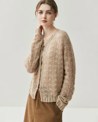 Silk Cashmere Cardigan with Metal Buttons