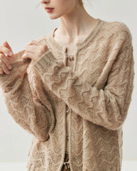 Silk Cashmere Cardigan with Metal Buttons