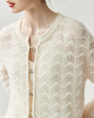 Silk Cashmere Cardigan with Metal Buttons