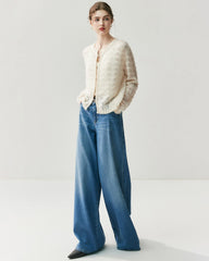 Silk Cashmere Cardigan with Metal Buttons