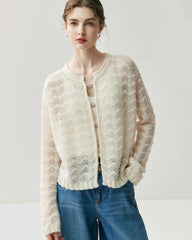 Silk Cashmere Cardigan with Metal Buttons