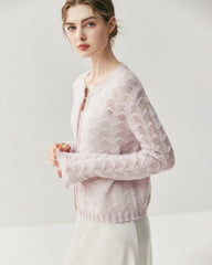 Silk Cashmere Cardigan with Metal Buttons