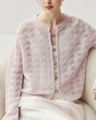 Silk Cashmere Cardigan with Metal Buttons