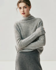 Silk-Cashmere Long Sleeve Turtleneck Sweater