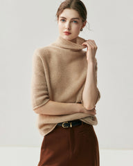 Silk-Cashmere Short Sleeve Turtleneck Sweater