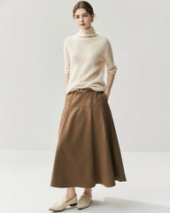 Silk-Cashmere Short Sleeve Turtleneck Sweater