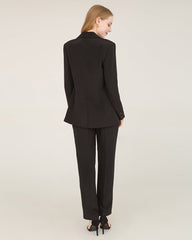 40 Momme Silk Peak Collar Blazer Black