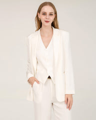 40 Momme Silk Peak Collar Blazer Ivory