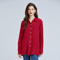 Silk Classic Long-Sleeve Women Shirt Burgundy
