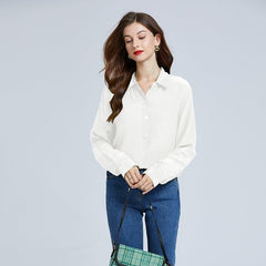 Silk Classic Long-Sleeve Women Shirt White