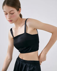 Silk Crop Tank Top Black