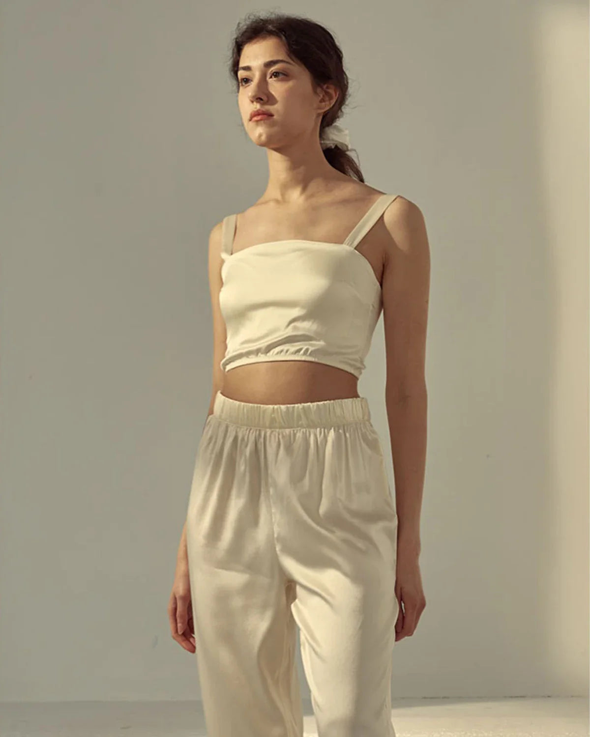 Silk Crop Tank Top White