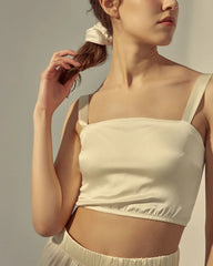Silk Crop Tank Top White