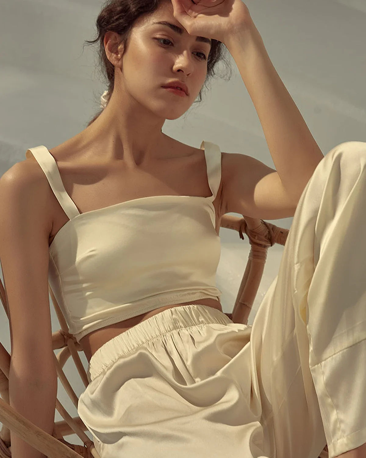 Silk Crop Tank Top White