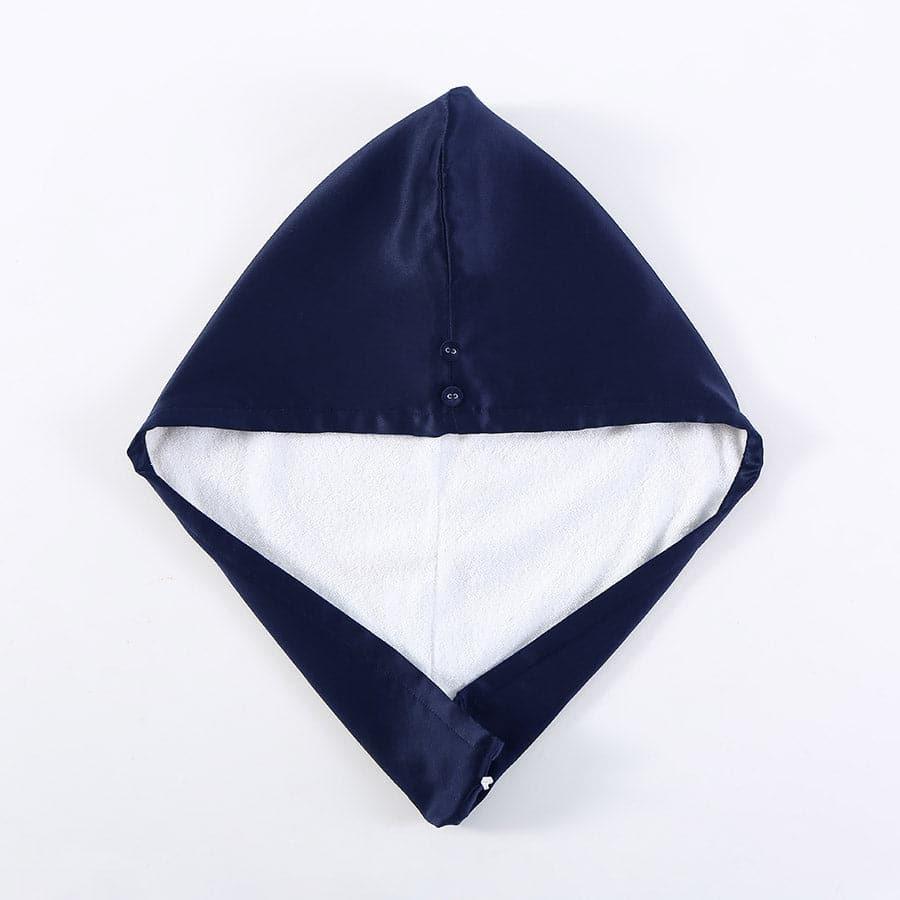 Silk Double-Sided Wear Hair-Drying Cap Navy