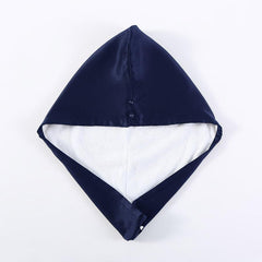 Silk Double-Sided Wear Hair-Drying Cap Navy