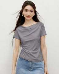 Silk Draped Neck Tee for Women