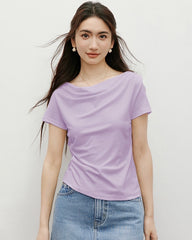 Silk Draped Neck Tee for Women