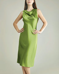 Silk Dresses with Asymmetrical Cowl Neck