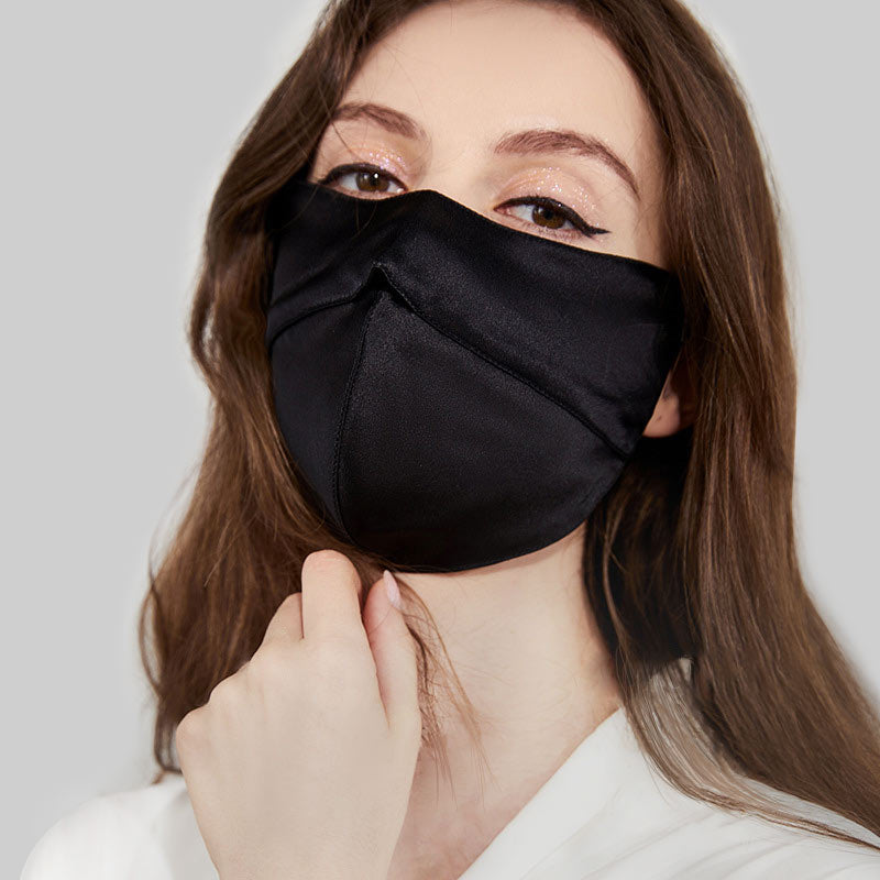 100% Silk Eye Corner Protect Mask Sunscreen Black